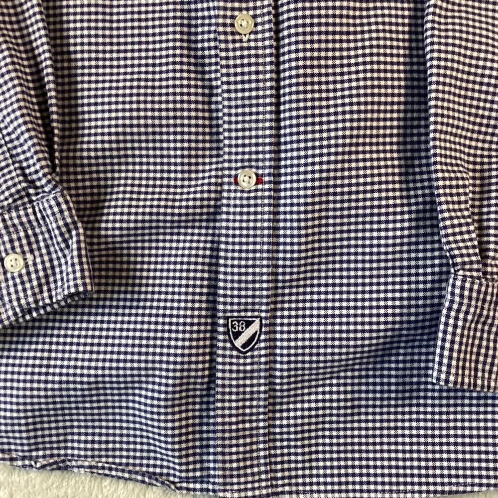 Cremieux Classics Mens Slim Fit Gingham Button Down Shirt Navy Blue White Large - Picture 6 of 8